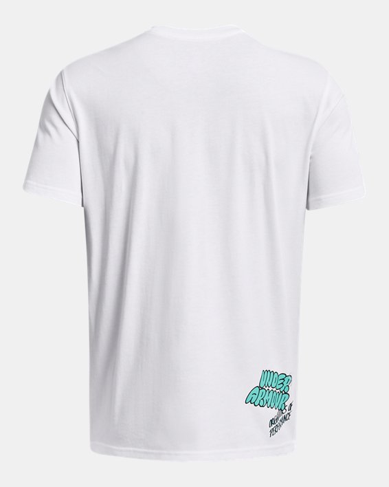 Men's UA Heavyweight Logo Overlay Embroidered Short Sleeve, White, pdpMainDesktop image number 3